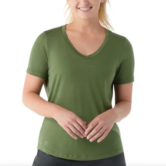 Smartwool Active Ultralite V-Neck Short Sleeve, Fern Green - Picture 1 of 5